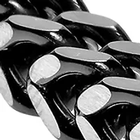 Stainless Steel Millimeter Foxtail Chain Bracelet with Black Ion Plating and Push Lock