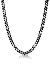 Stainless Steel 6MM Franco Chain Necklace with Black Ion Plating and Push Lock, 22" Length