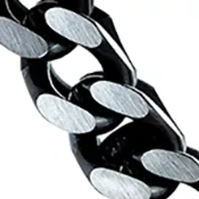 Stainless Steel Millimeter Foxtail Chain Necklace with Black Ion Plating and Push Lock