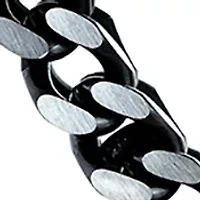 Stainless Steel Millimeter Foxtail Chain Necklace with Black Ion Plating and Push Lock