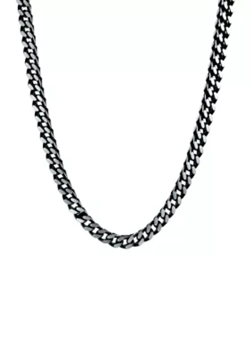 Stainless Steel Millimeter Foxtail Chain Necklace with Black Ion Plating and Push Lock