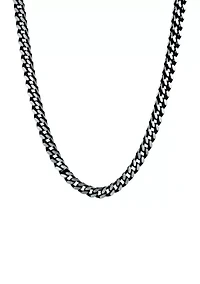 Stainless Steel Millimeter Foxtail Chain Necklace with Black Ion Plating and Push Lock