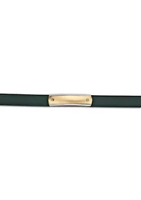 Stainless Steel Green Leather Bracelet with Gold Tone Ip