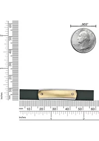 Stainless Steel Green Leather Bracelet with Gold Tone Ip