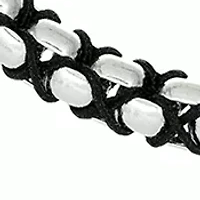 Stainless Steel 5 Millimeter Round Box Chain Necklace with Braided Black Cord, 24 Inch