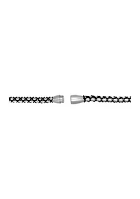 Stainless Steel 5 Millimeter Round Box Chain Necklace with Braided Black Cord, 24 Inch