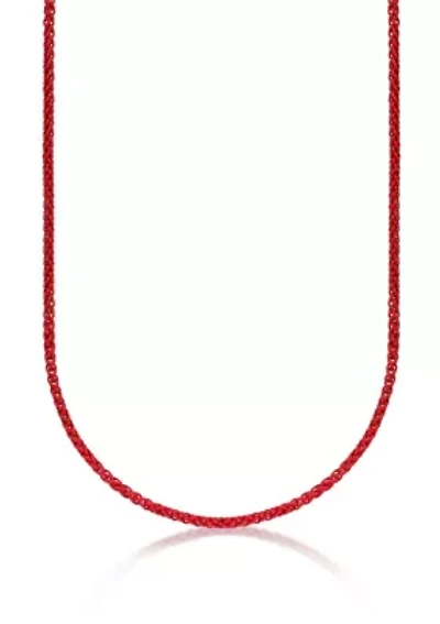 Stainless Steel 5MM Wheat Chain Necklace with Red Acrylic Coated, 29” Length