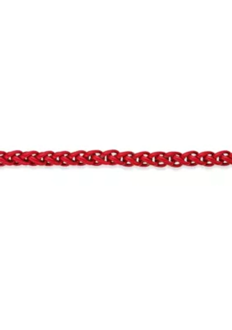 Stainless Steel 5MM Wheat Chain Necklace with Red Acrylic Coated, 29” Length