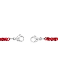 Stainless Steel 5MM Wheat Chain Necklace with Red Acrylic Coated, 29” Length