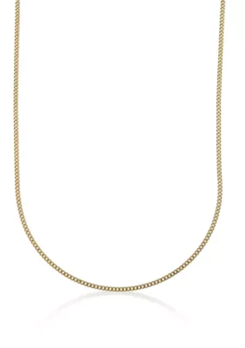 Stainless Steel 2.2MM Curb Chain Mask Holder Necklace with Gold Ion Plating, 26” Length