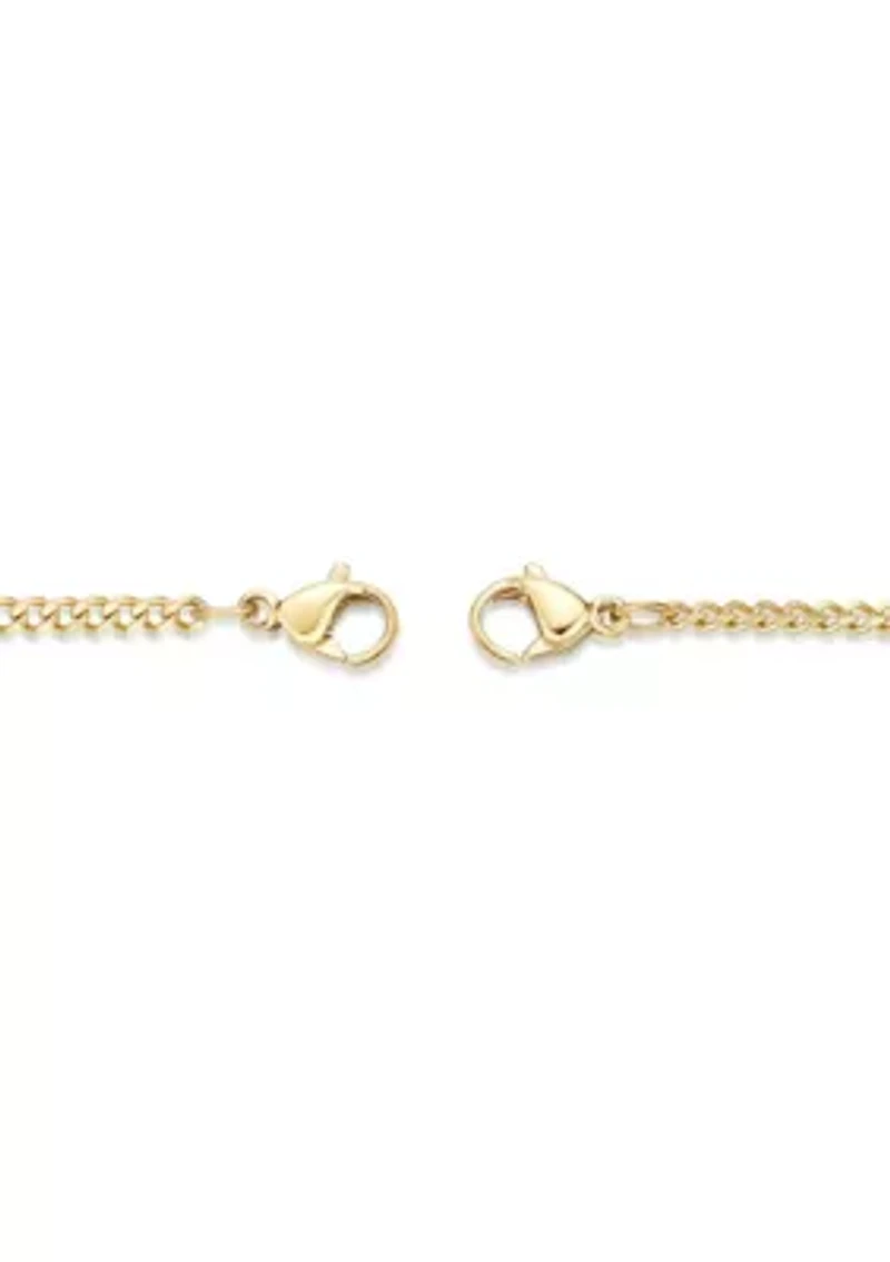 Stainless Steel 2.2MM Curb Chain Mask Holder Necklace with Gold Ion Plating, 26” Length
