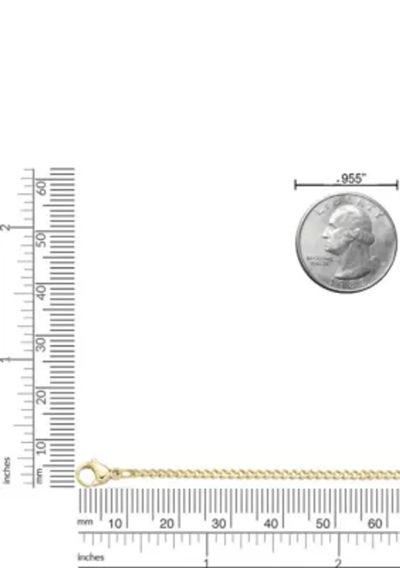 Stainless Steel 2.2MM Curb Chain Mask Holder Necklace with Gold Ion Plating, 26” Length