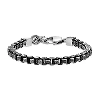 Stainless Steel Oxidized and Textured Box Chain Bracelet
