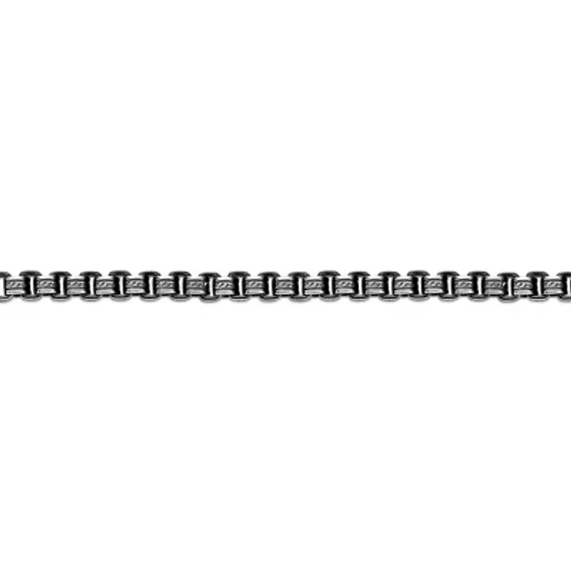 Stainless Steel Oxidized and Textured Box Chain Bracelet