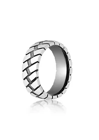 Stainless Steel Ring With Black Ip