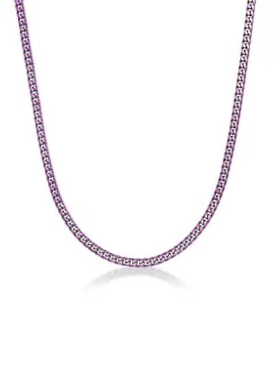 Stainless Steel 5MM Curb Chain Necklace with Multi Color Ip, 18" Length
