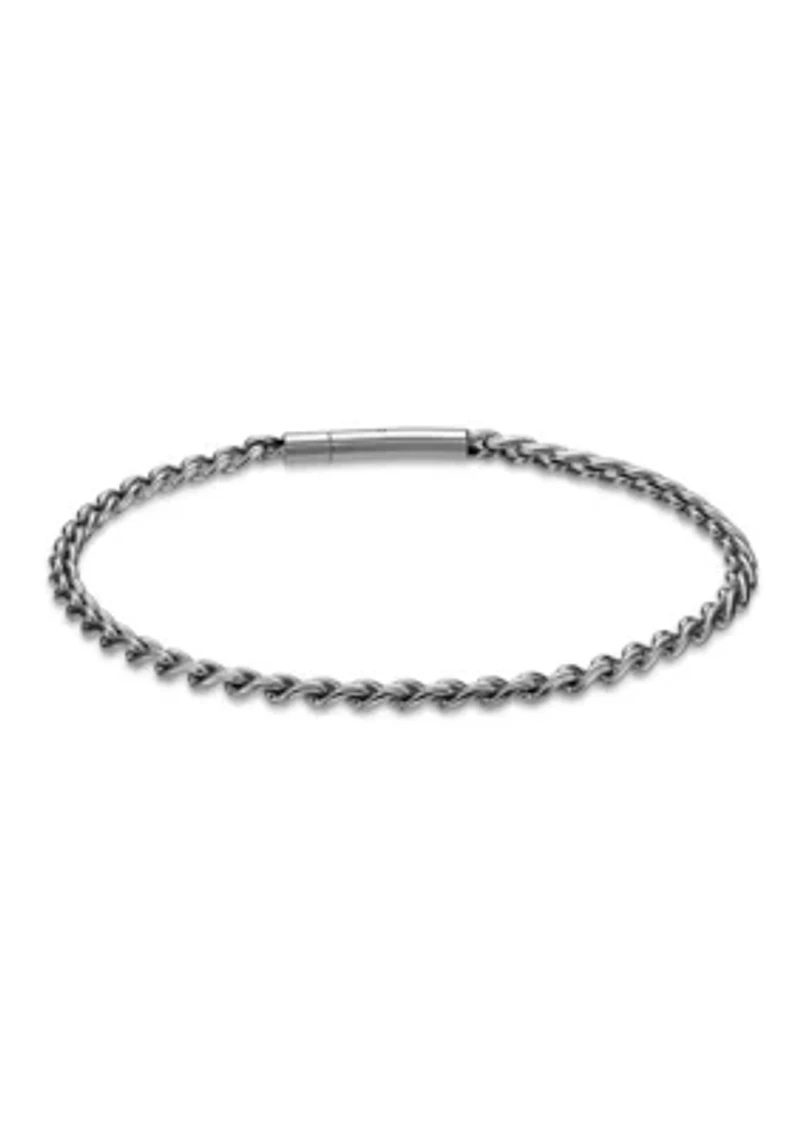 Stainless Steel 3MM Twist Link Chain Bracelet with Push Lock, 9"