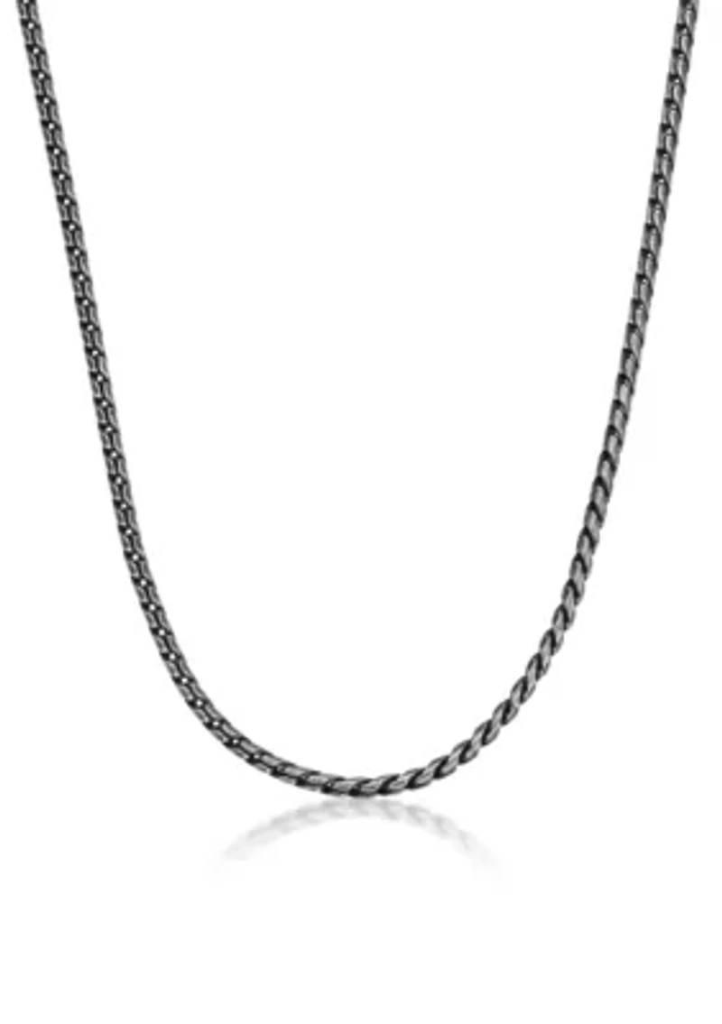Stainless Steel 5MM Rope Chain Necklace with Antique Finish, 18" Length
