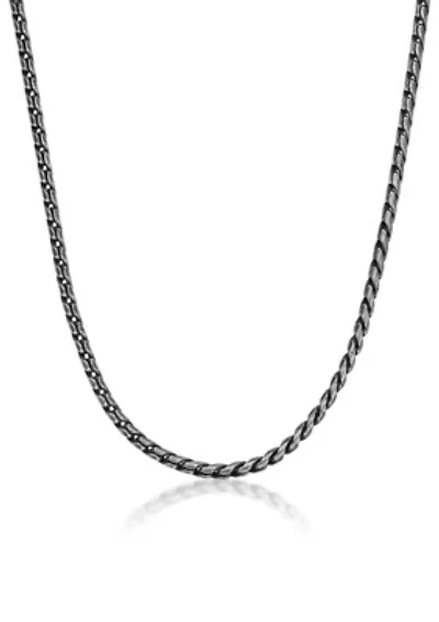 Stainless Steel 5MM Rope Chain Necklace with Antique Finish, 24" Length