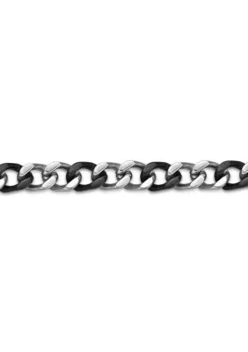 Stainless Steel 7.5MM Curb Chain Necklace with Black Ip, 24" Length