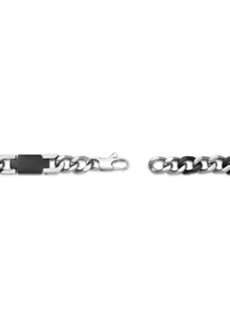 Stainless Steel 7.5MM Curb Chain Necklace with Black Ip, 24" Length