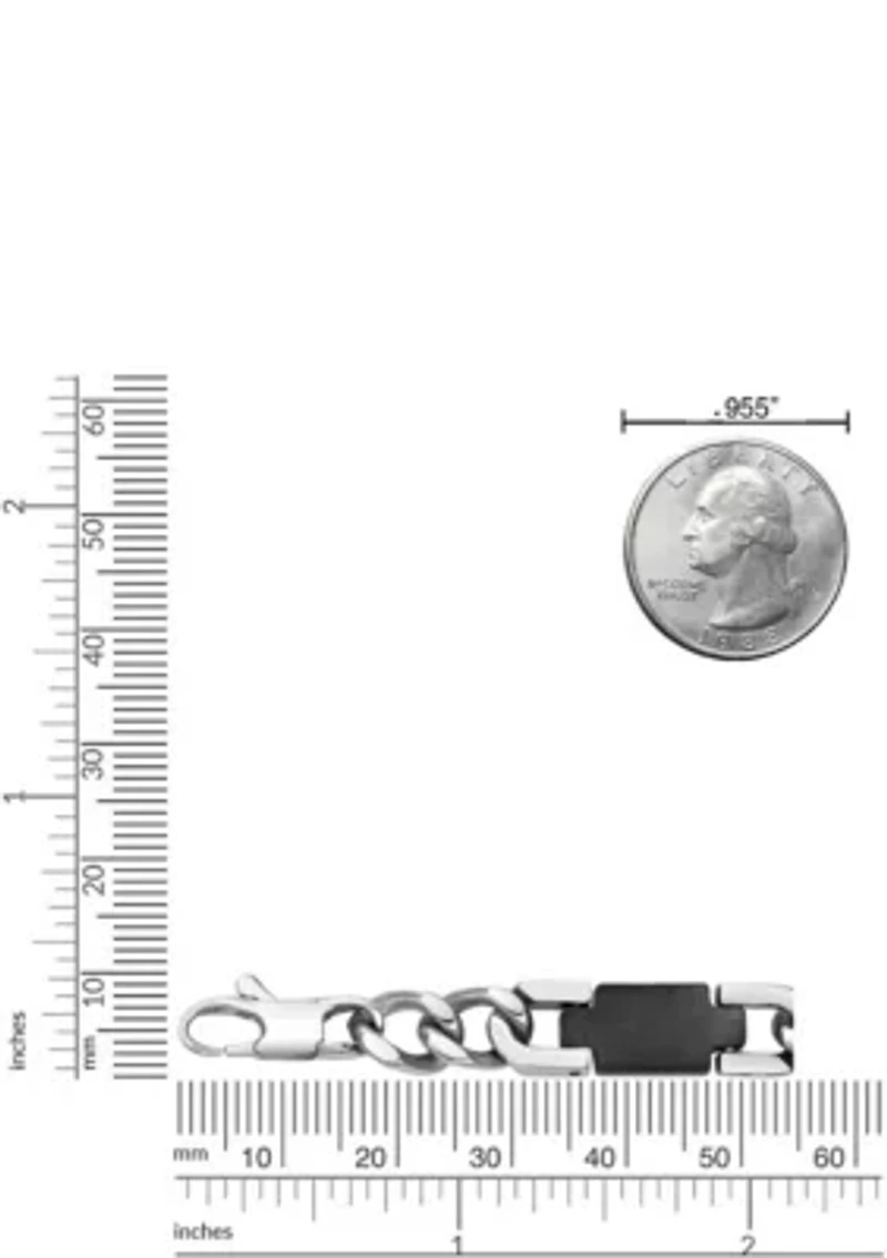 Stainless Steel 7.5MM Curb Chain Necklace with Black Ip, 24" Length