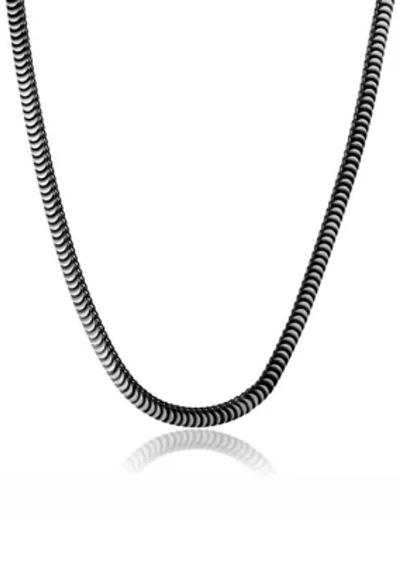 Stainless Steel 4MM Cobra Chain Necklace with Black Ip, 24" Length