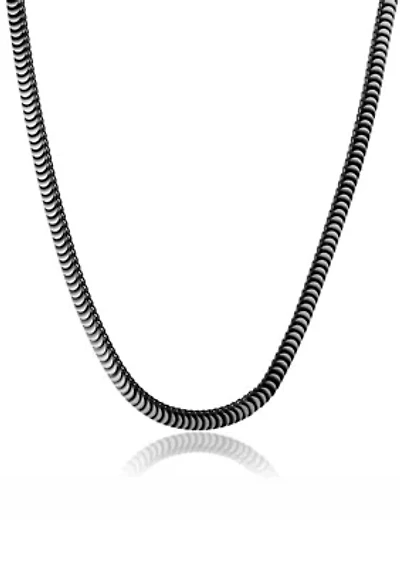 Stainless Steel 4MM Cobra Chain Necklace with Black Ip, 24" Length