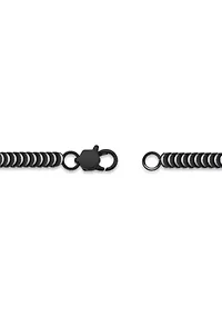 Stainless Steel 4MM Cobra Chain Necklace with Black Ip, 24" Length
