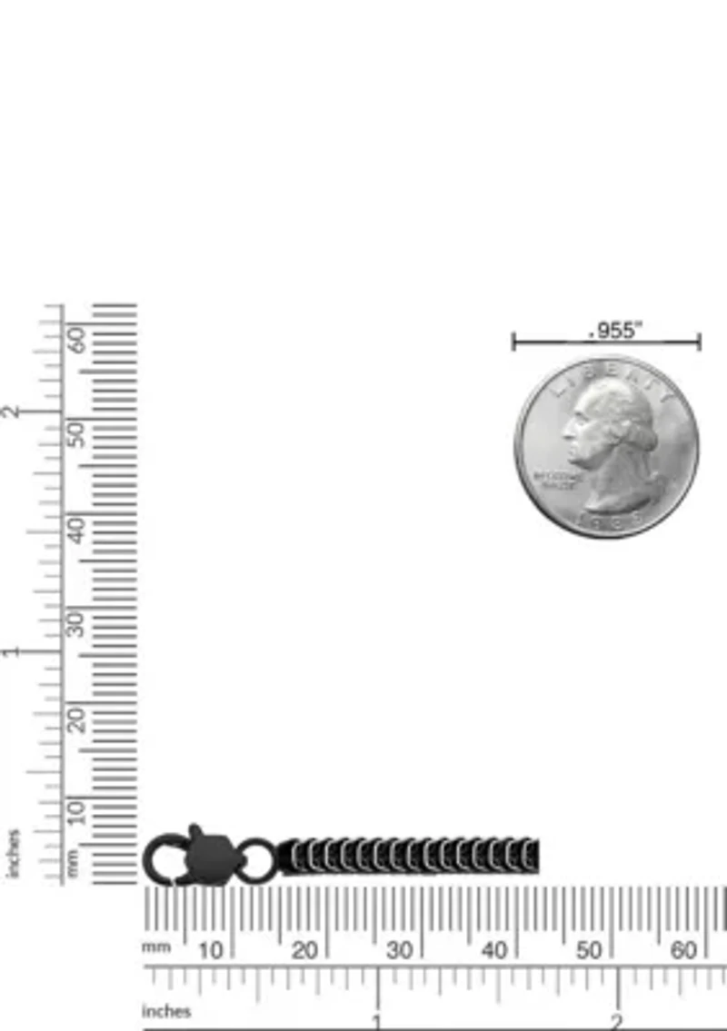 Stainless Steel 4MM Cobra Chain Necklace with Black Ip, 24" Length