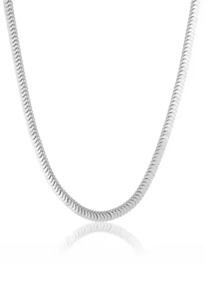 Stainless Steel 4MM Cobra Chain Necklace, 18" Length