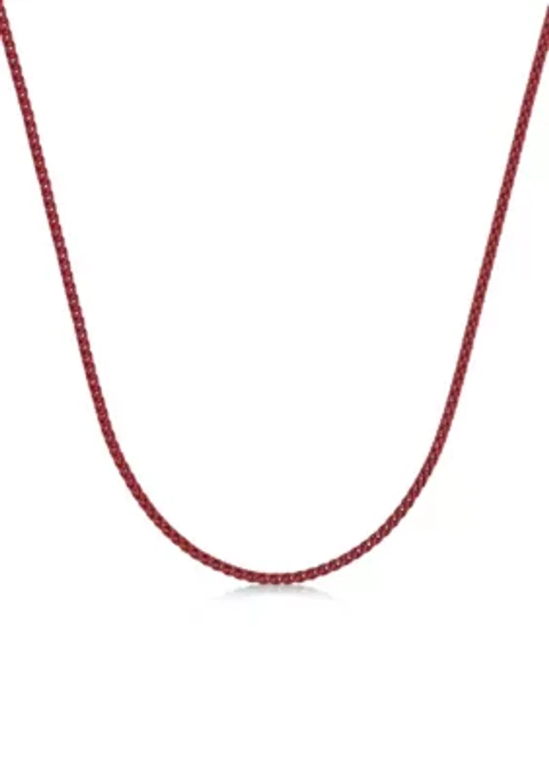 Stainless Steel 3MM Wheat Chain Necklace with Red Acrylic Coating, 18" Length