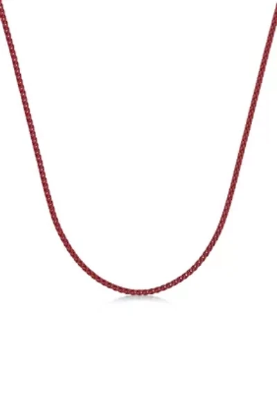 Stainless Steel 3MM Wheat Chain Necklace with Red Acrylic Coating, 18" Length