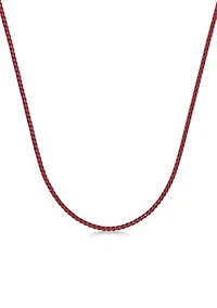 Stainless Steel 3MM Wheat Chain Necklace with Red Acrylic Coating, 18" Length