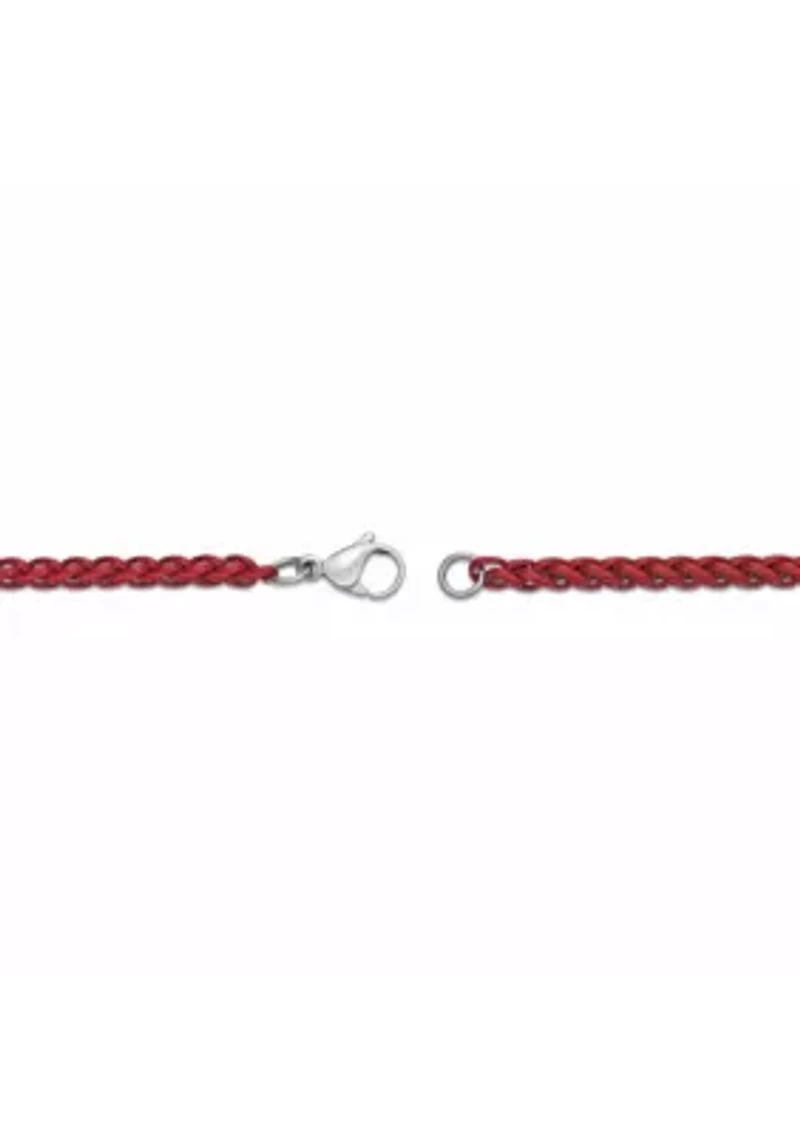 Stainless Steel 3MM Wheat Chain Necklace with Red Acrylic Coating, 18" Length