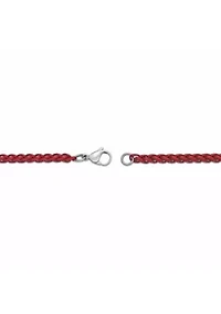 Stainless Steel 3MM Wheat Chain Necklace with Red Acrylic Coating, 18" Length