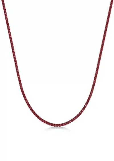 Stainless Steel 3MM Wheat Chain Necklace with Red Acrylic Coating