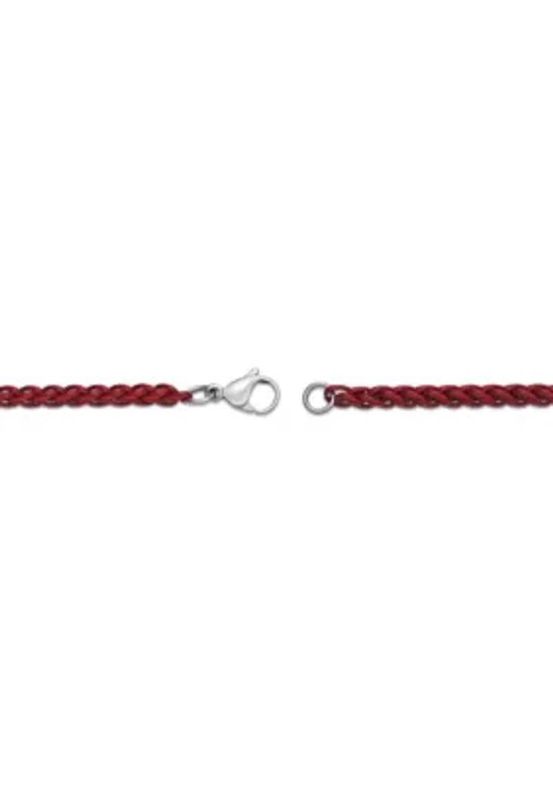 Stainless Steel 3MM Wheat Chain Necklace with Red Acrylic Coating