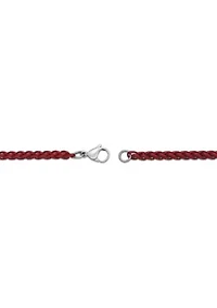 Stainless Steel 3MM Wheat Chain Necklace with Red Acrylic Coating