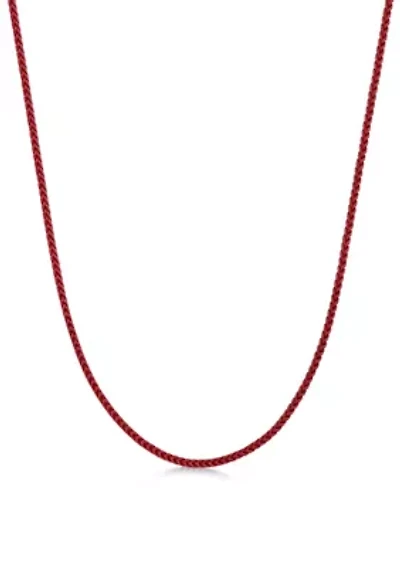 Stainless Steel 2.5MM Foxtail Chain necklace with Red Acrylic Coating, 24" Length