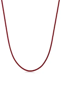 Stainless Steel 2.5MM Foxtail Chain necklace with Red Acrylic Coating, 24" Length