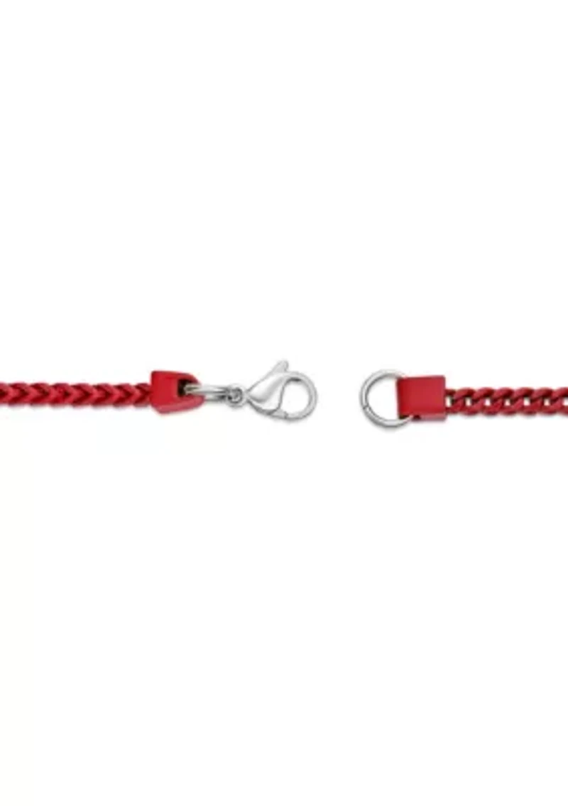 Stainless Steel 2.5MM Foxtail Chain necklace with Red Acrylic Coating, 24" Length