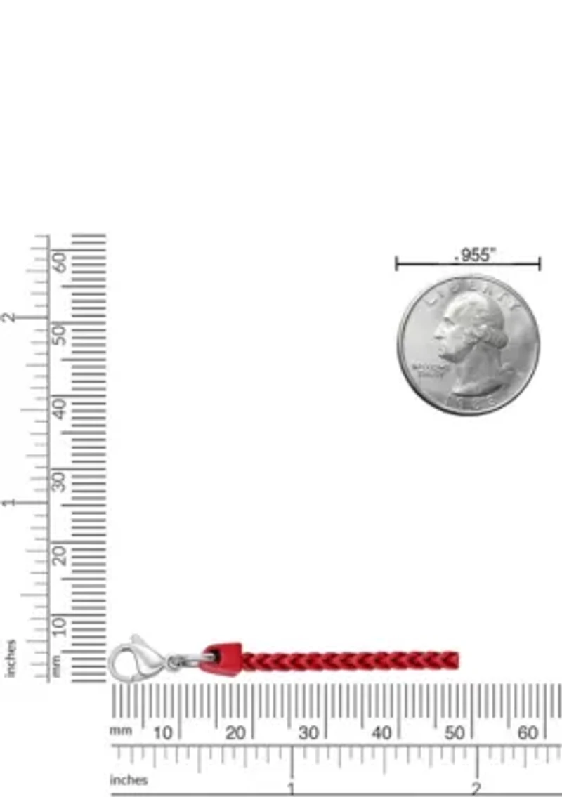 Stainless Steel 2.5MM Foxtail Chain necklace with Red Acrylic Coating, 24" Length