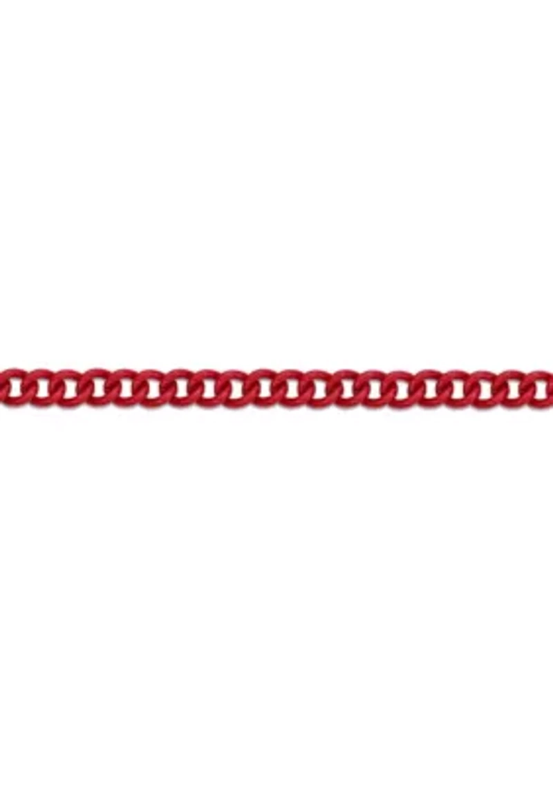 Stainless Steel 9MM Curb Chain Necklace with Red Acrylic Coating, 18" Length