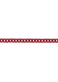 Stainless Steel 9MM Curb Chain Necklace with Red Acrylic Coating, 18" Length