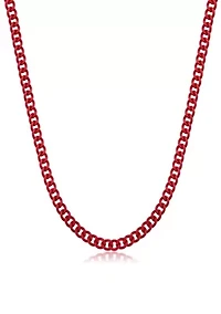Stainless Steel 9MM Curb Chain Necklace with Red Acrylic Coating