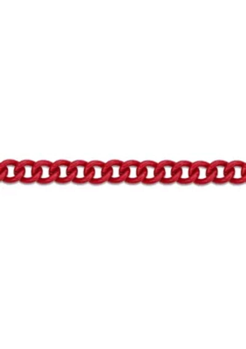 Stainless Steel 9MM Curb Chain Necklace with Red Acrylic Coating
