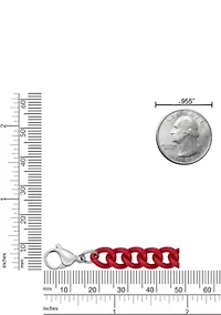 Stainless Steel 9MM Curb Chain Necklace with Red Acrylic Coating