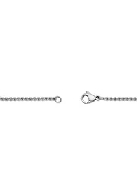 Stainless Steel and 0.08 Cttw Blue Diamonds Cross Pendant with Blue Ip and 24" Round Box Chain