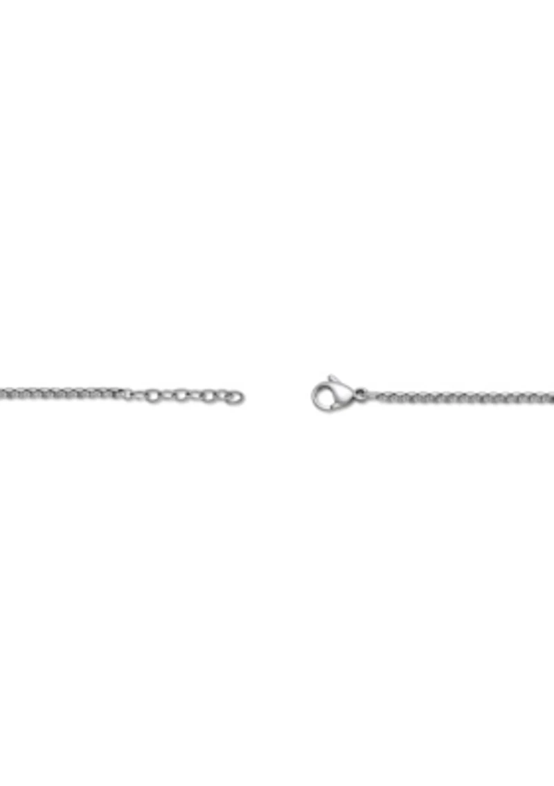 Stainless Steel Anchor & Sword Pendant With Black Cz And 24" Round Box Chain